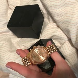 Rose gold MK watch with extra links and box!